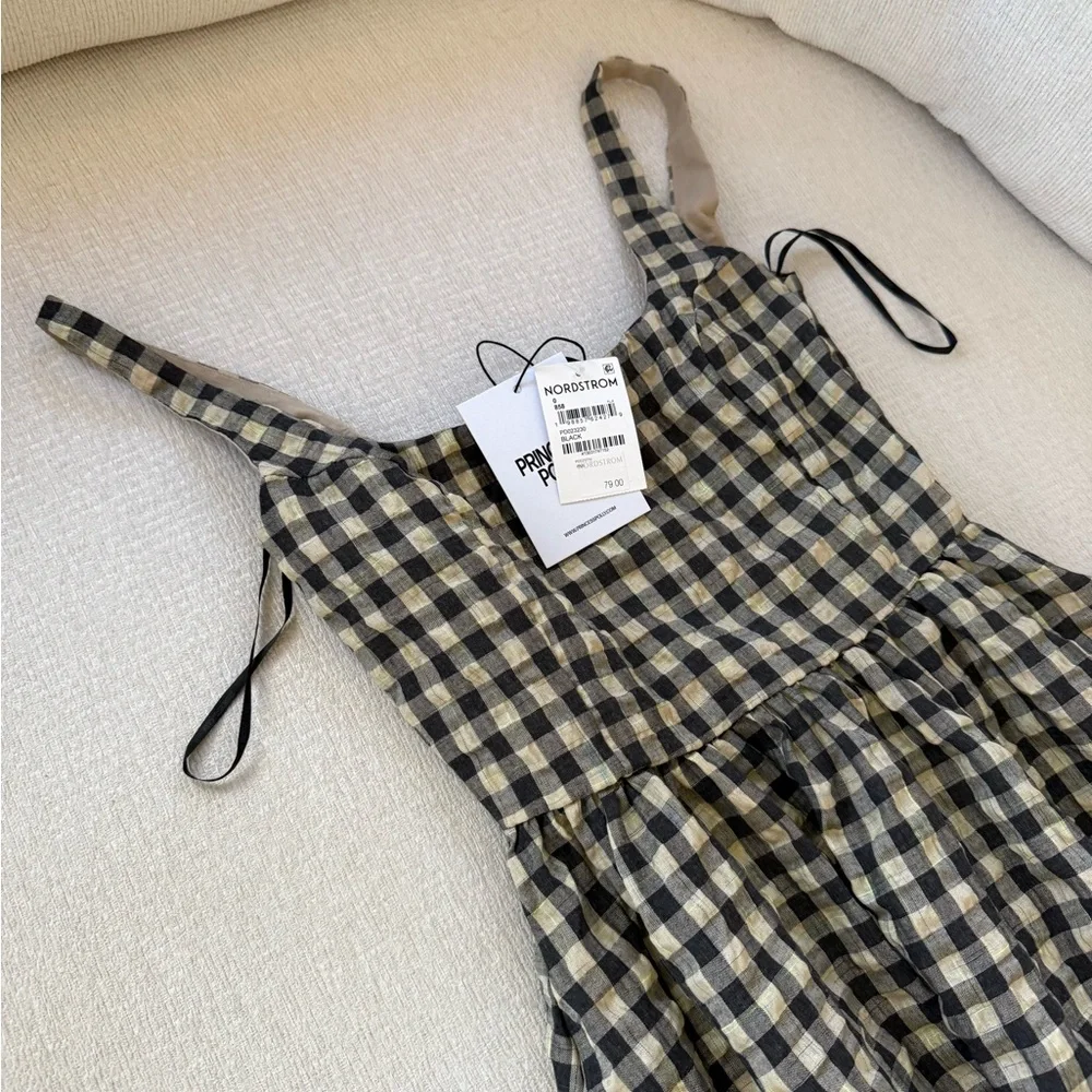 Princess Polly Plaid Black and Cream Maxi Dress - Picture 2 of 7